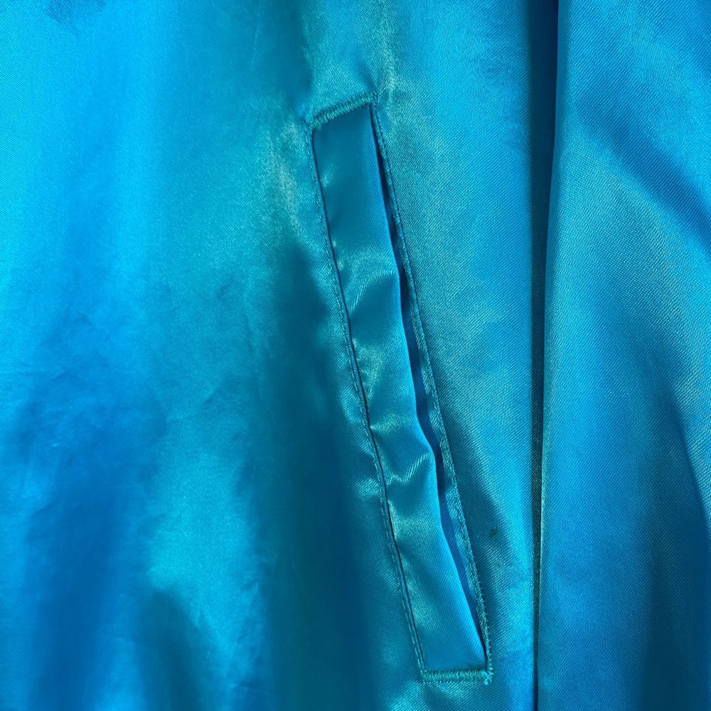 Teal Bomber Jacket With Geometric Pattern 80s-90s - image 5